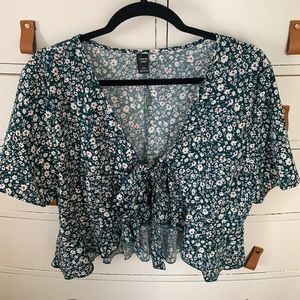 Shein ditsy green floral top